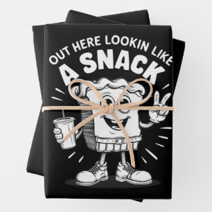 Hier draußen aussehend wie ein Snack Weihnachtsbau Geschenkpapier Set