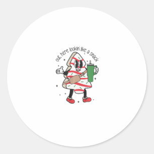 hier draußen, niedliche Weihnachten wie ein Imbiss Runder Aufkleber