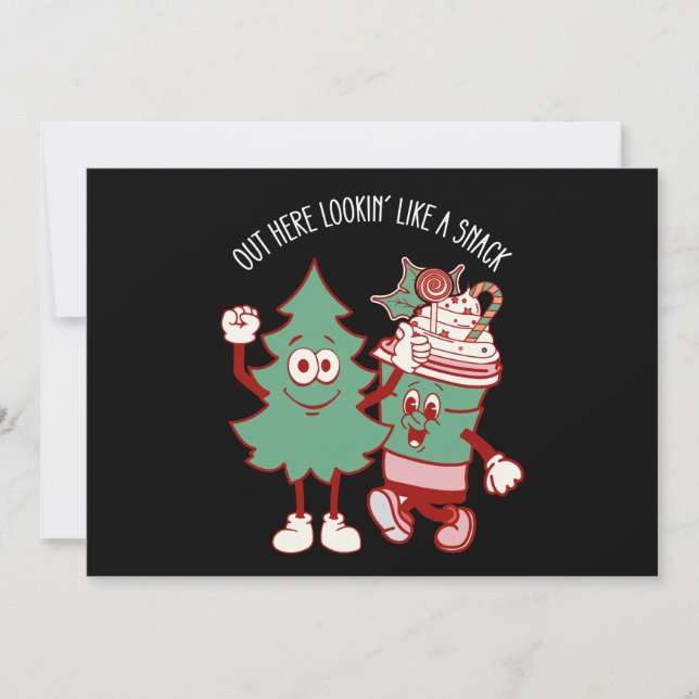 Hier draußen sieht man wie ein Snack Weihnachtsbau Einladung (Vorderseite)