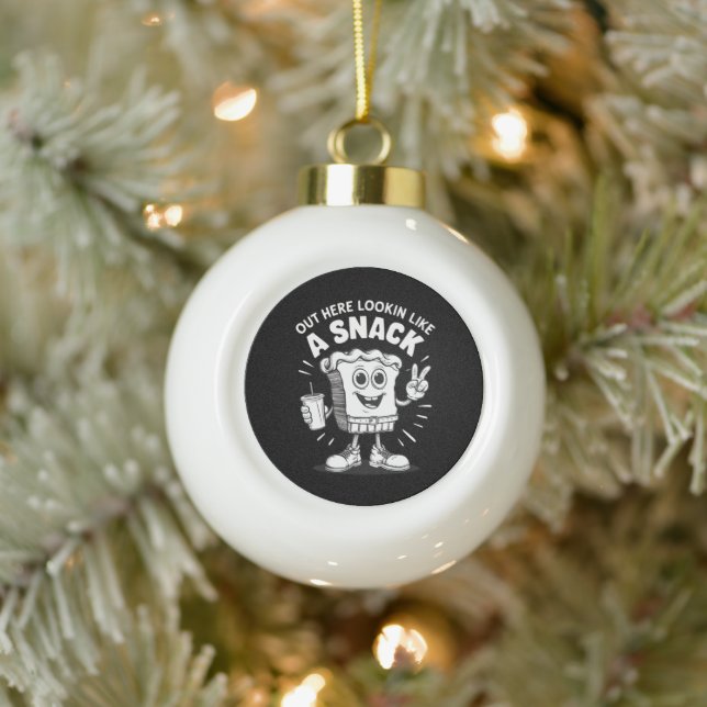 Hier draußen sieht man wie ein Snack Weihnachtsbau Keramik Kugel-Ornament (Baum)