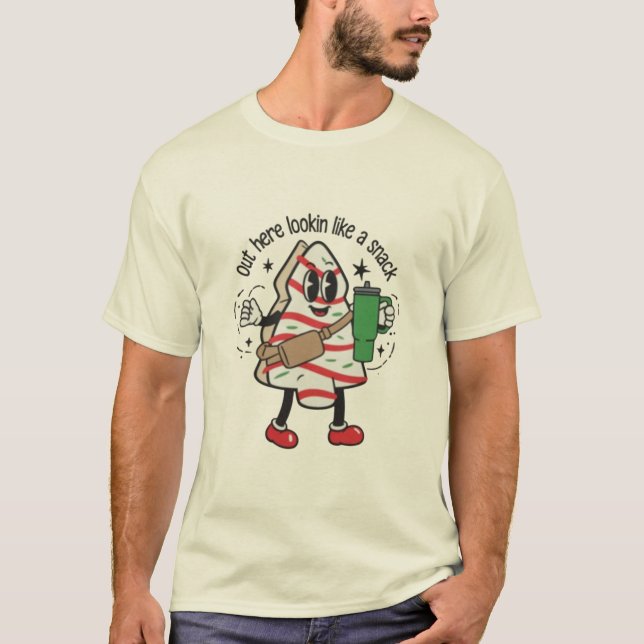 Hier draußen sieht man wie ein Snack Weihnachtsbau T-Shirt (Vorderseite)