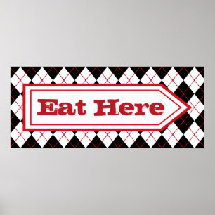 Hier essen Diner Schild Poster