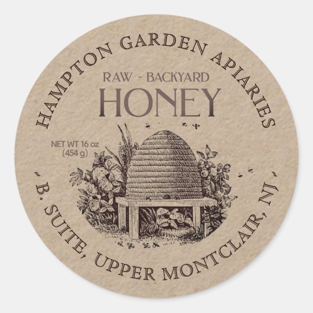 Hier finden Sie das Label "Apiary Honey Jar" Runder Aufkleber (Vorderseite)