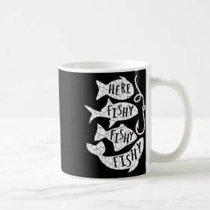 Hier Fisch Funny Gift für Angelfreunde Vater Kaffeetasse