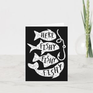 Hier Fisch Funny Gift für Angelfreunde Vater Karte
