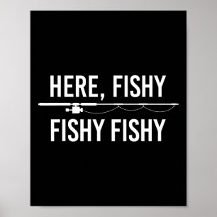 Hier Fischig Fisch Lustige Angeln Fishing Papa Fis Poster