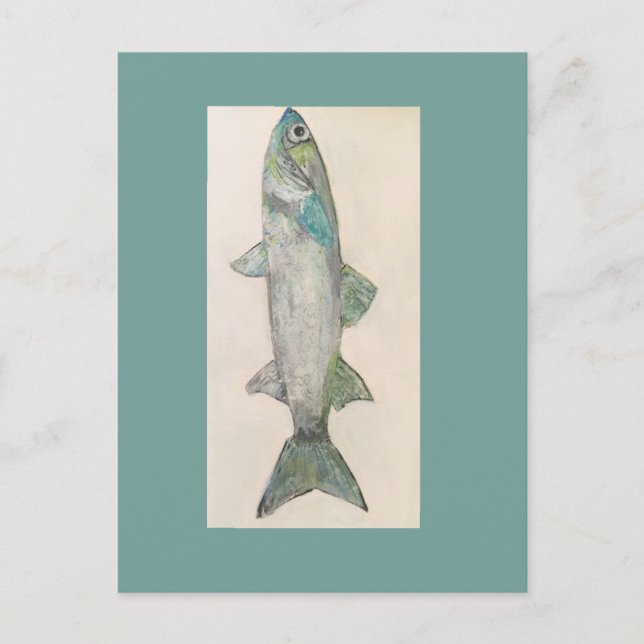 hier fischig fischig Fisch Postkarte  (Vorderseite)