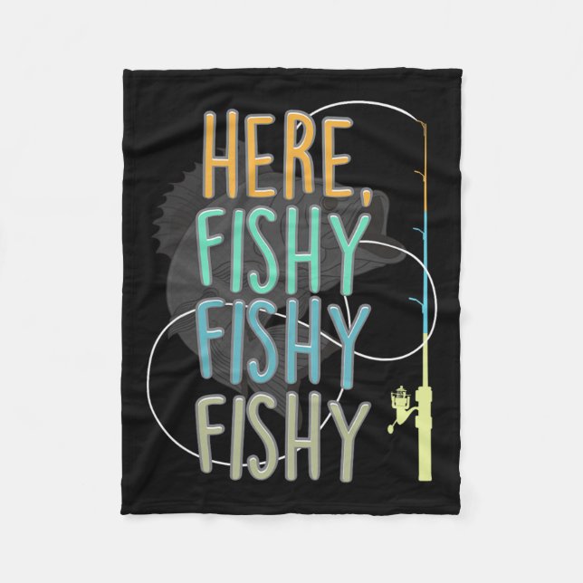 Hier fischt Fischer Rod Fish Sayi Fleecedecke (Vorderseite)
