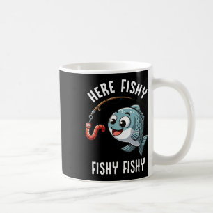 Hier Fishy Fishing Funny Worm Niedlich Fish Fisher Kaffeetasse