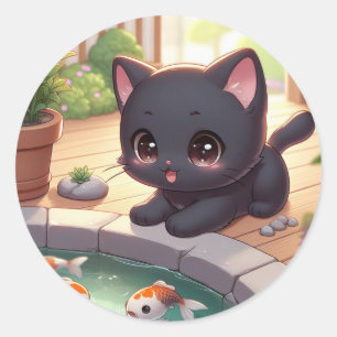 Hier Fishy Fishy! Runder Aufkleber