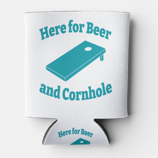 Hier für Bier und Cornhole Dosenkühler (Vorderseite)