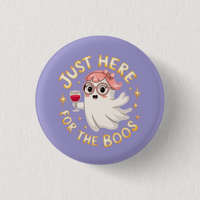 Hier für Boos - Funny Halloween Ghost Button (Vorderseite)