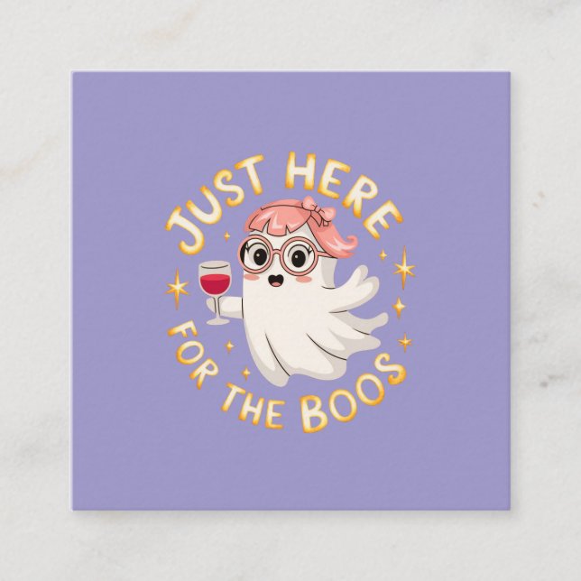 Hier für Boos - Funny Halloween Ghost Quadratische Visitenkarte (Vorderseite)