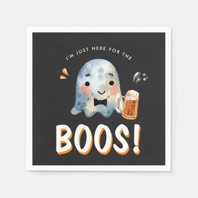 Hier für Boos | Halloween-Party Serviette (Vorderseite)