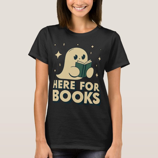 Hier für Bücher Niedlich Ghost Librarian T-Shirt (Vorderseite)