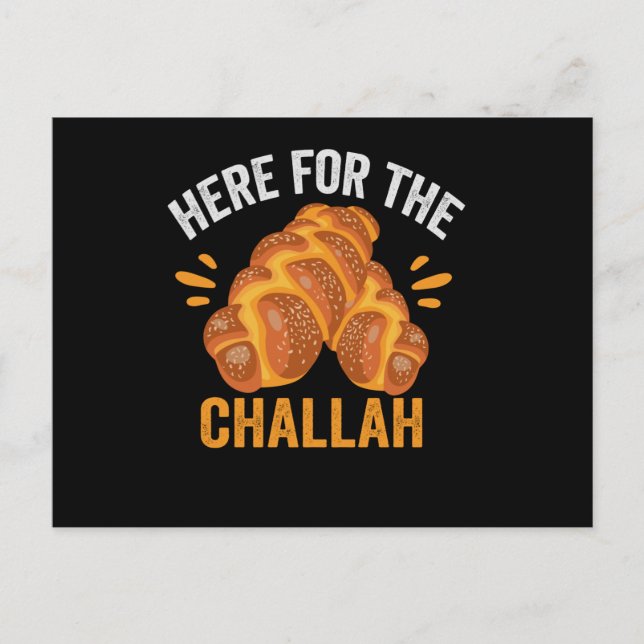 Hier für Challah Funny Jewish Hanukkah Brot Postkarte (Vorderseite)