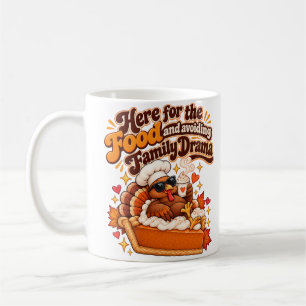 Hier für das Essen Lustiger Thanksgiving-Becher Kaffeetasse