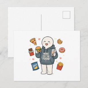 Hier für das Essen Lustiges Foodie-Meme Postkarte