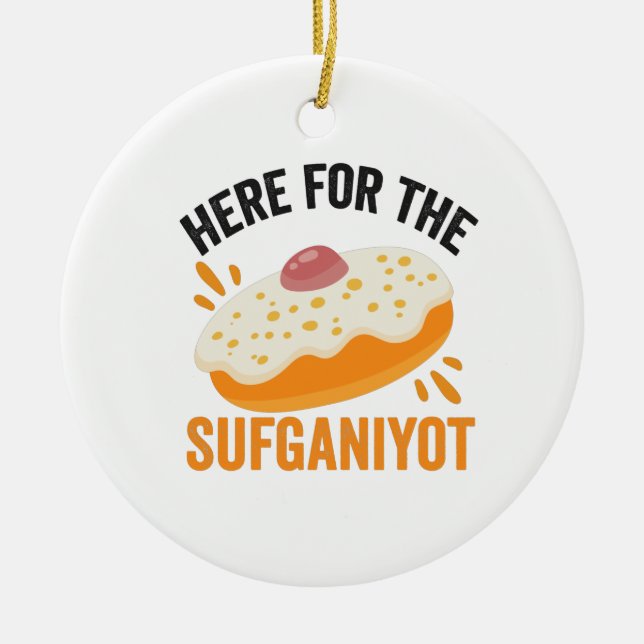 Hier für das Sufganiyot Funny Juwish Hanukkah Gesc Keramik Ornament (Vorne)