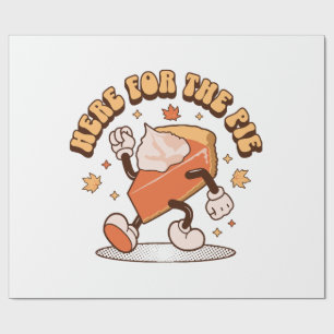 Hier für den Kuchen - Lustiger Thanksgiving-Kürbis Geschenkpapier