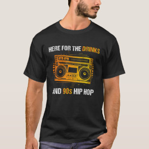 Hier für die Getränke und 90er Hip Hop Funny Rap Q T-Shirt