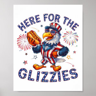 Hier für die Glizzies Hot Dog America Flag Poster