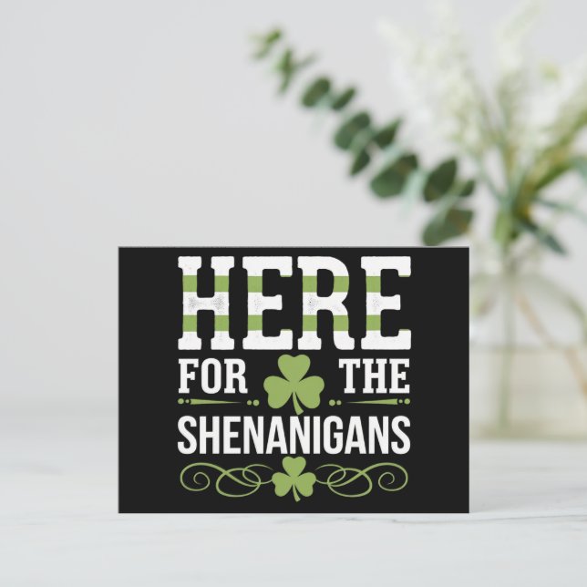 Hier für die Shenanigans Irish Ireland St Patrick Postkarte (Stehend Vorderseite)