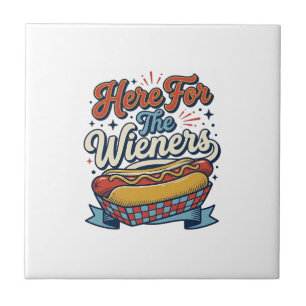Hier Für Die Wiener Vintage Hot Dog Shirt_1 Fliese