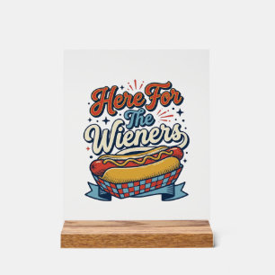 Hier Für Die Würstchen Vintage Hot Dog Shirt_1 Acrylschild