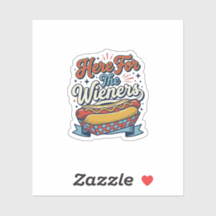 Hier Für Die Würstchen Vintage Hot Dog Shirt_1 Aufkleber