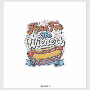 Hier Für Die Würstchen Vintage Hot Dog Shirt_1 Aufkleber