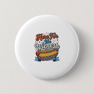 Hier Für Die Würstchen Vintage Hot Dog Shirt_1 Button
