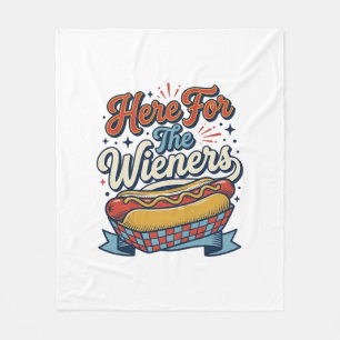 Hier Für Die Würstchen Vintage Hot Dog Shirt_1 Fleecedecke