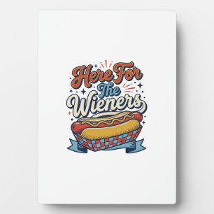 Hier Für Die Würstchen Vintage Hot Dog Shirt_1 Fotoplatte
