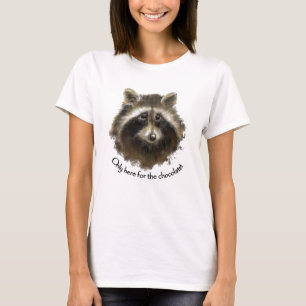 Hier für Schokolade, Niedlicher Raccoon, Tier T-Shirt