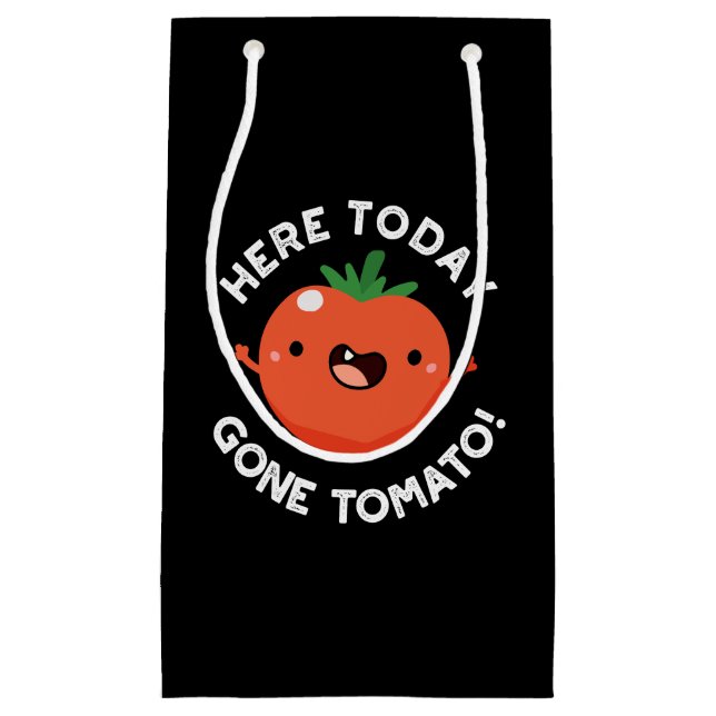 Hier heute Gone Tomato Funny Veggie Pun Dark BG Kleine Geschenktüte (Vorderseite)