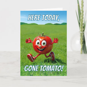 Hier heute Gone Tomato Ketchup Puppe Cartoon Karte