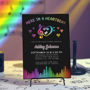 Hier in einem Herzschlag Regenbogen-Musik-Baby-Par Einladung
