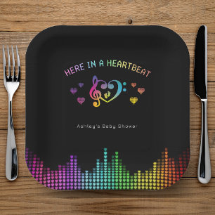 Hier in einem Herzschlag Regenbogen Musik Baby Sho Pappteller