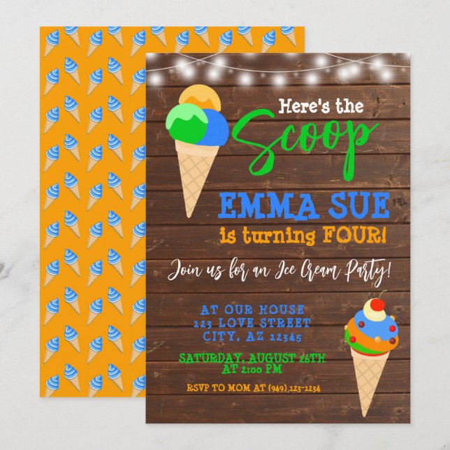 Hier ist das Schottenjunge Eiscreme-Party zum Gebu Einladung (Vorne/Hinten)