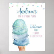 Hier ist das Scoop Ice Cream Birthday Party Poster