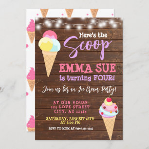 Hier ist das Scoop Ice Cream Party Geburtstag Einladung