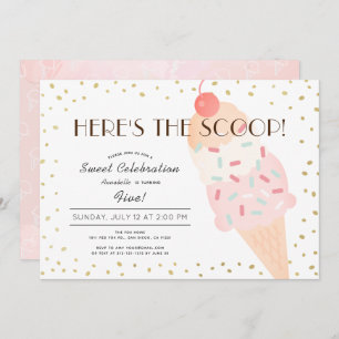 Hier ist das Scoop Ice Cream Pink Gold Girl zum Ge Einladung