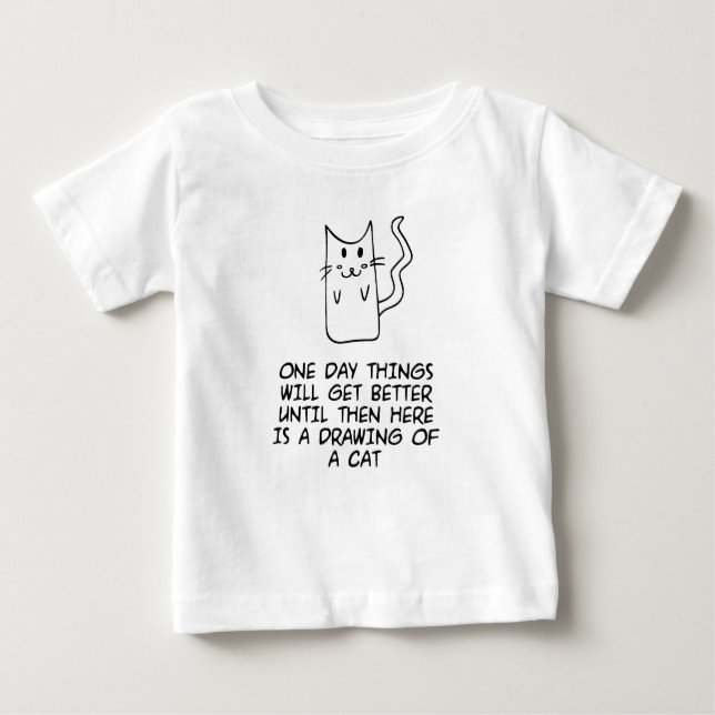 Hier ist das zeichn einer Katze Baby T-shirt (Vorderseite)