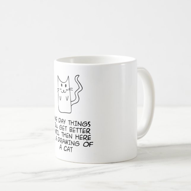 Hier ist das zeichn einer Katze Kaffeetasse (VorderseiteRechts)