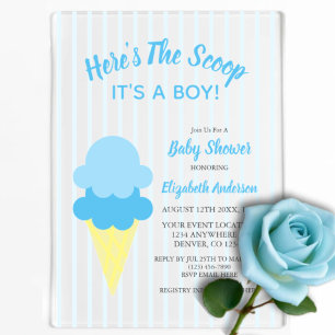 Hier ist der Scoop Eiscreme Sommer Baby Shower Acryleinladungen