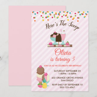 Hier ist der Scoop Ice Cream & Confetti Geburtstag Einladung