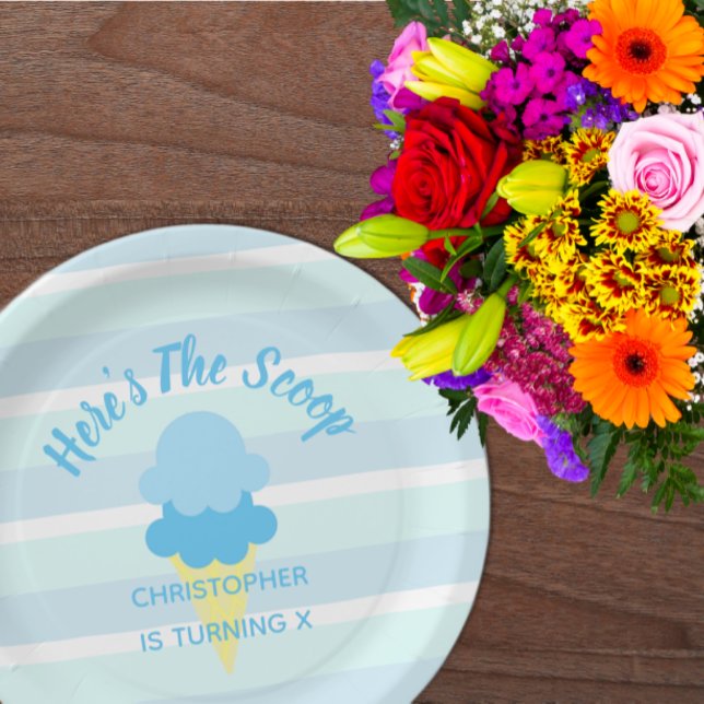 Hier ist der Scoop Ice Cream Summer Boy zum Geburt Pappteller (Von Creator hochgeladen)