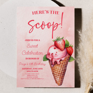 Hier ist der Scoop! Pink Ice Creme Geburtstagspart Einladung