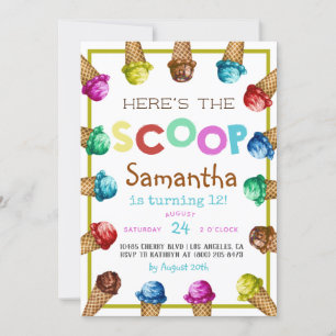 Hier ist die Einladung von Scoop Ice Cream Birthda